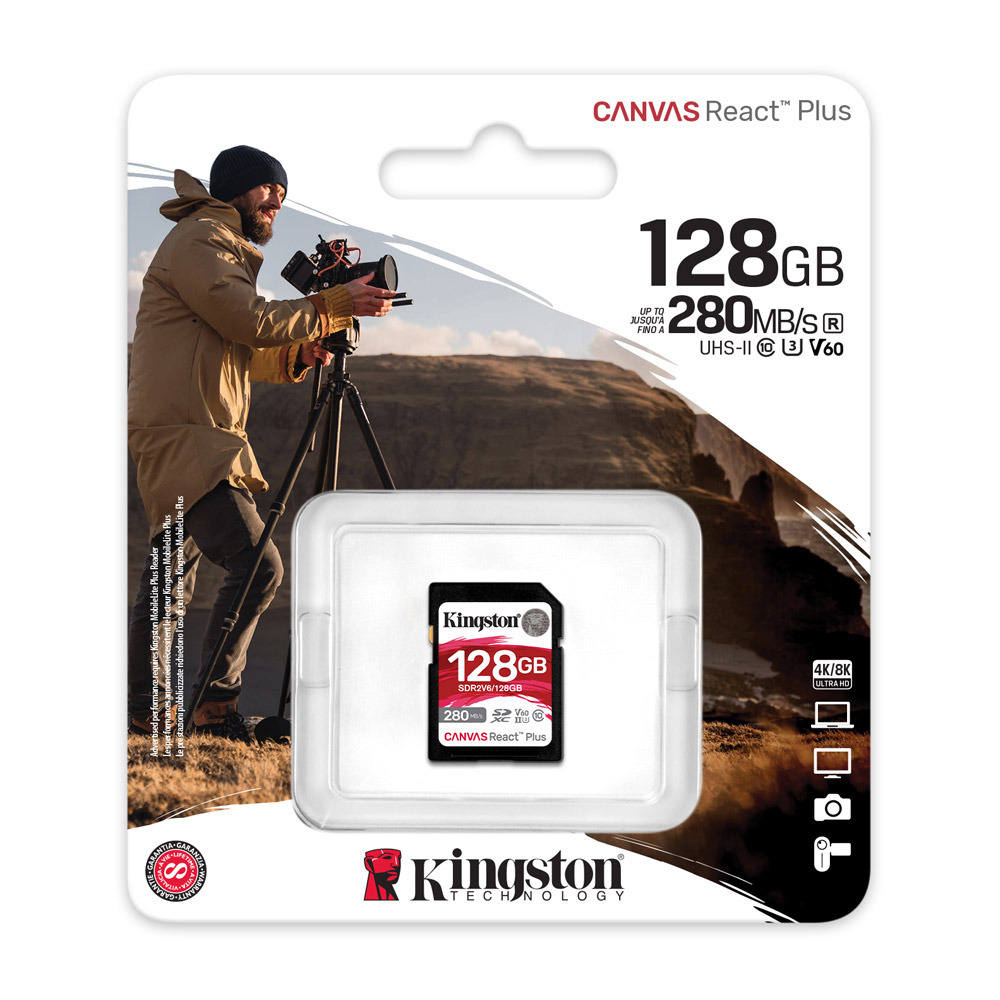 Kingston Canvas React Plus V60 SD 128GB SDXC UHS-II 280R/100W U3 V60
