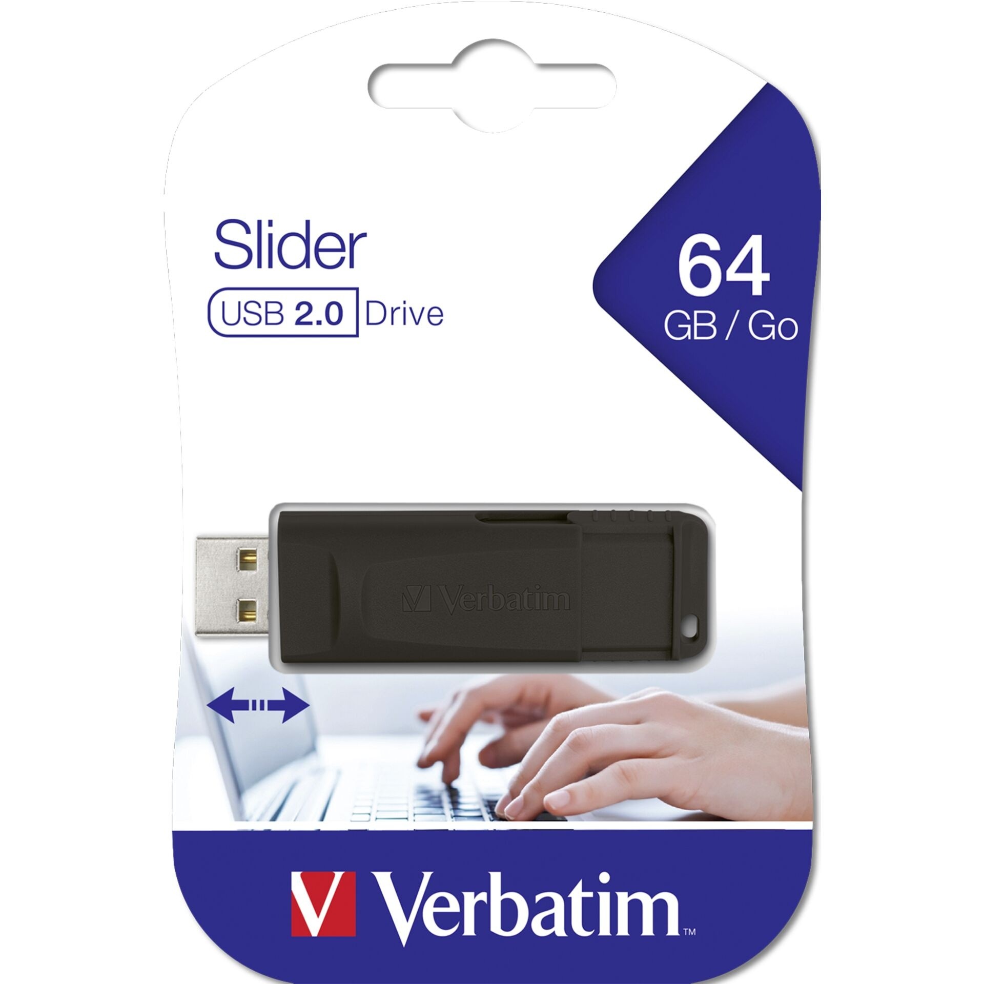 Verbatim Slider USB-2.0-Stick 64GB schwarz