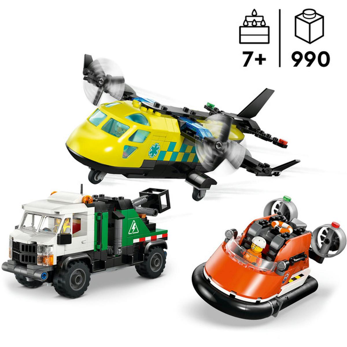 LEGO City Kombinationsset mit Flugzeug, Wartungsfahrzeug und Luftkissenboot (60505)