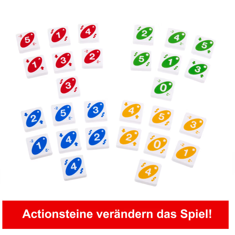 Mattel Games Uno Quatro Steine nach Farben oder Zahlen sortieren