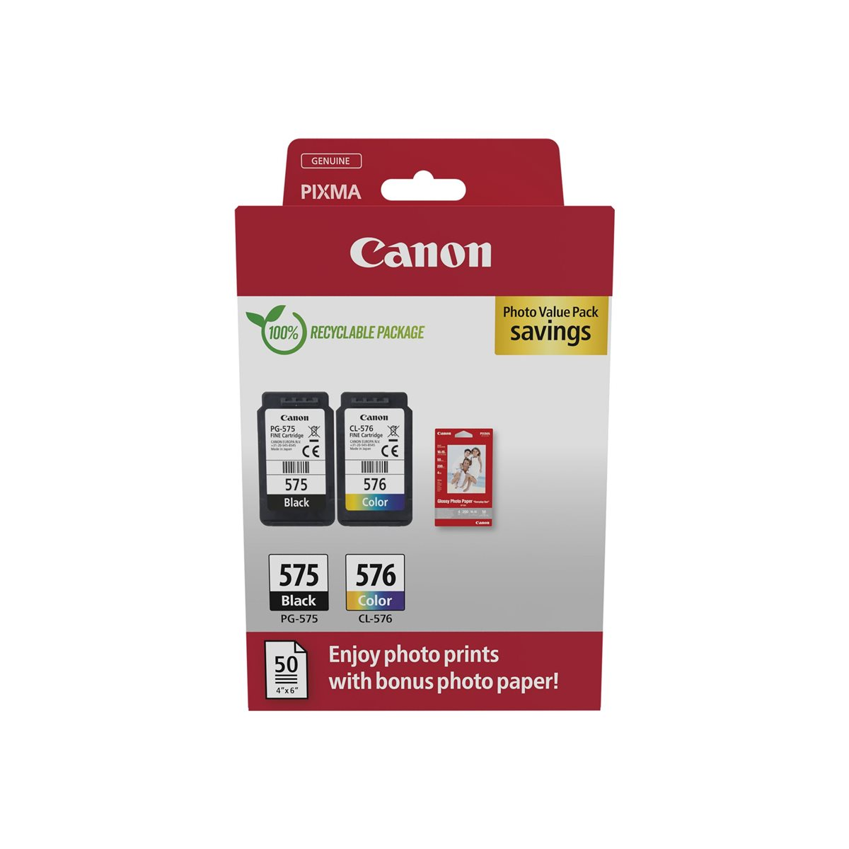 Canon PG-575/CL-576 Tintenpatronen Photo Value Pack + 50 Blatt