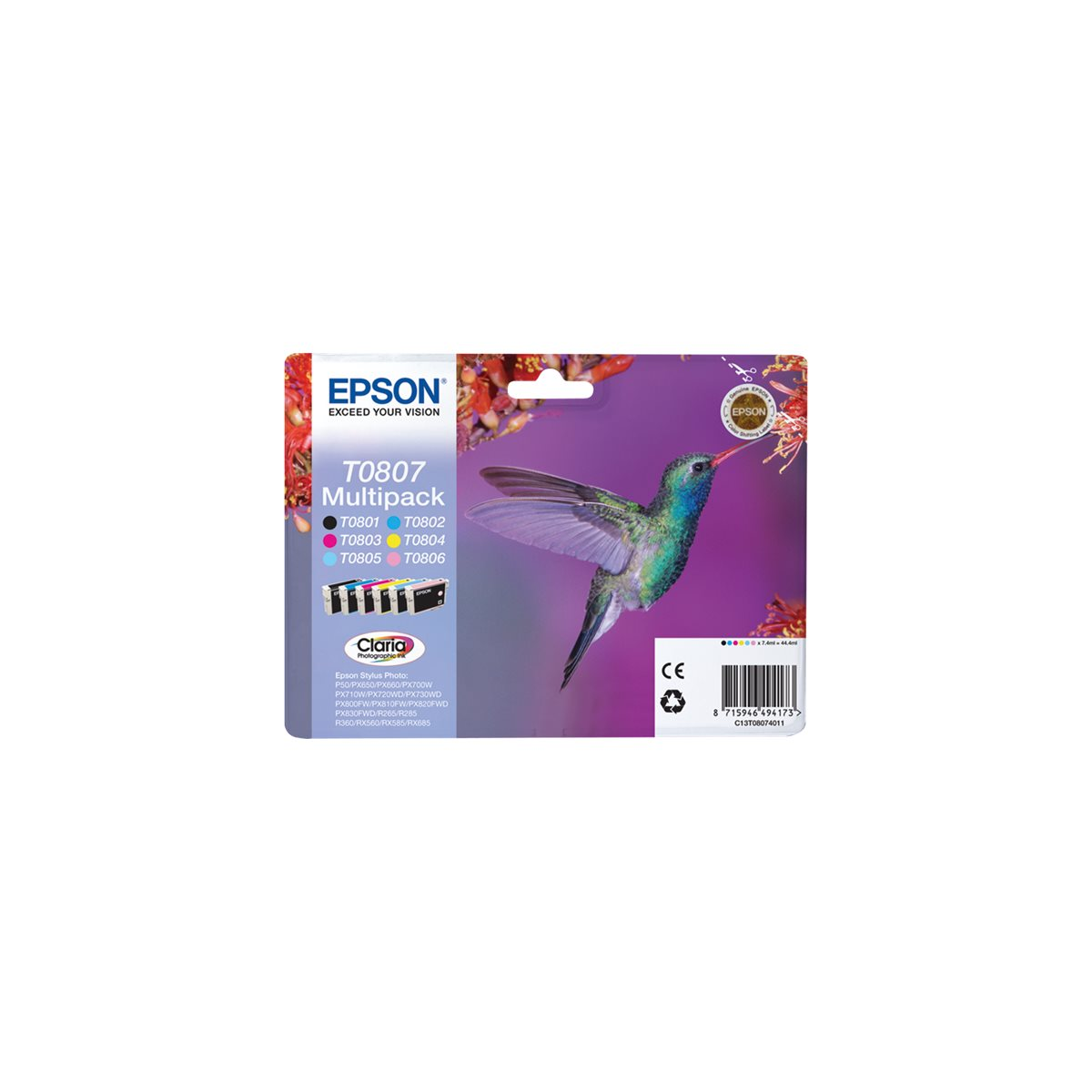 Epson T0807 Tintenpatronen Multipack 6-farbig