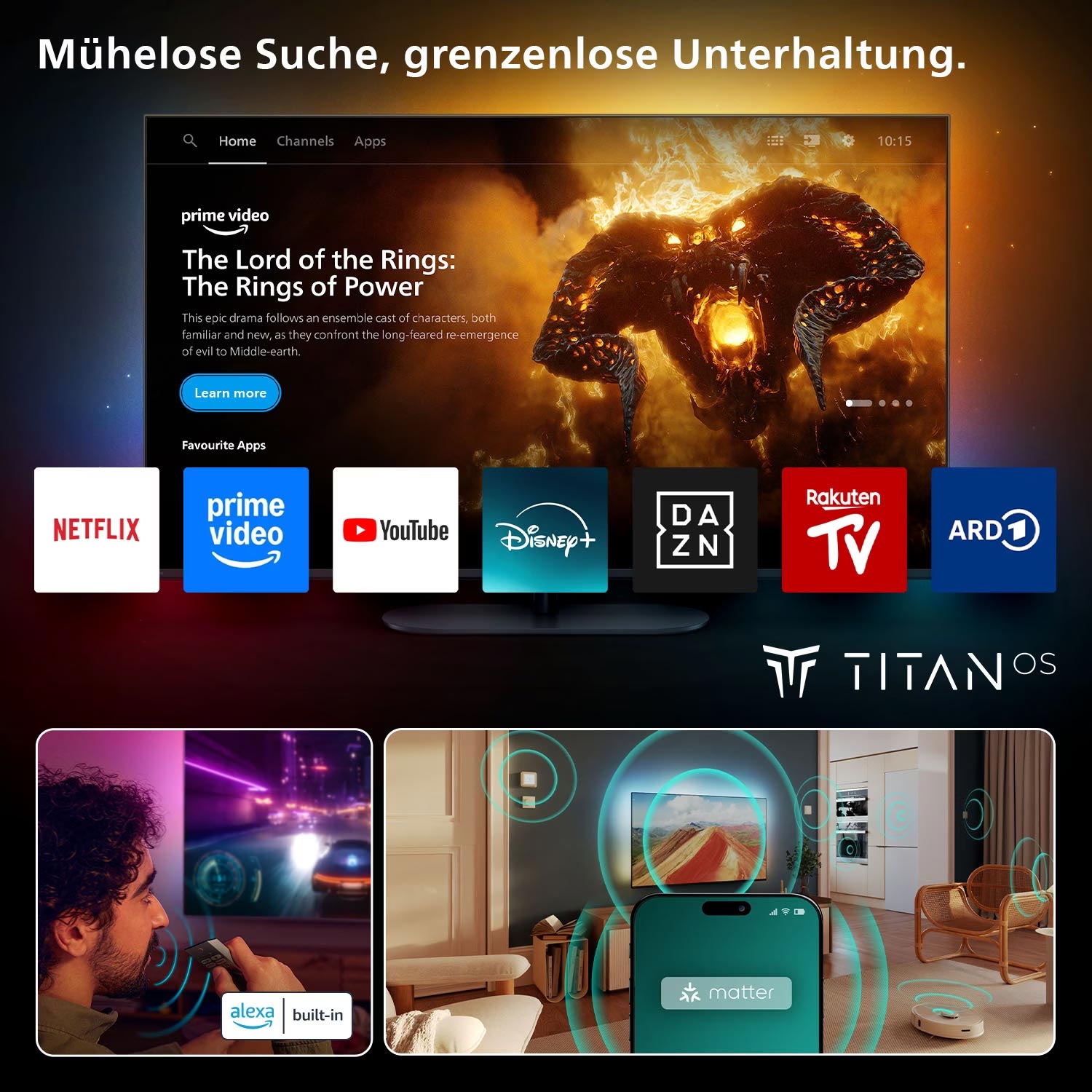 Philips 48OLED760 121,9 cm (48 Zoll) 4K-OLED-TV mit Ambilight