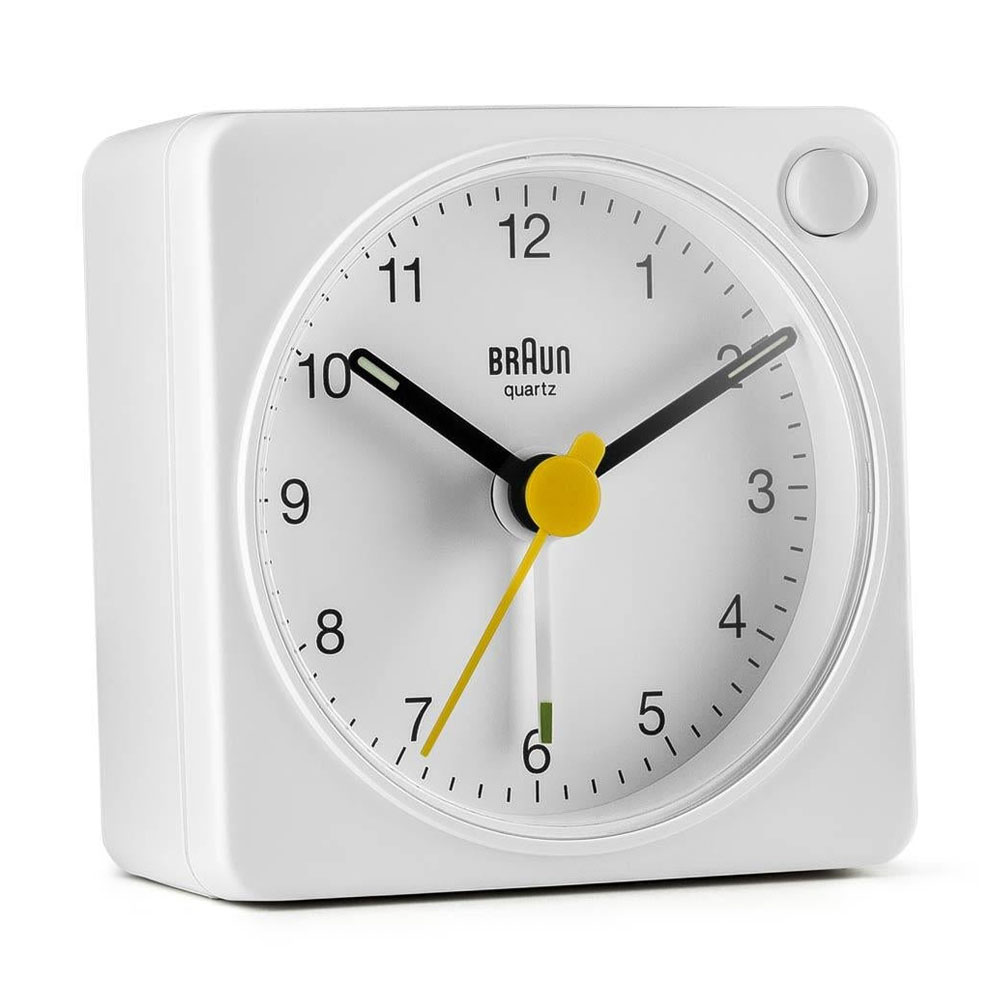 Braun BC02XW klassischer analoger Quarz-Reisewecker weiß