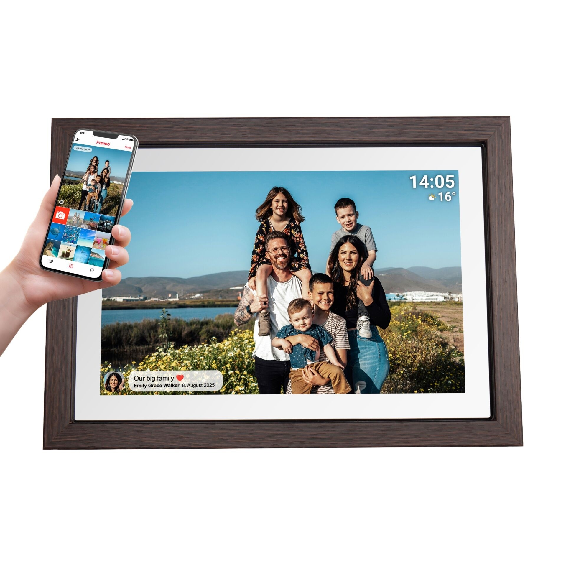 Denver PFF-1040DW 10,1 Zoll WiFi digitaler Bilderrahmen dunkles holz