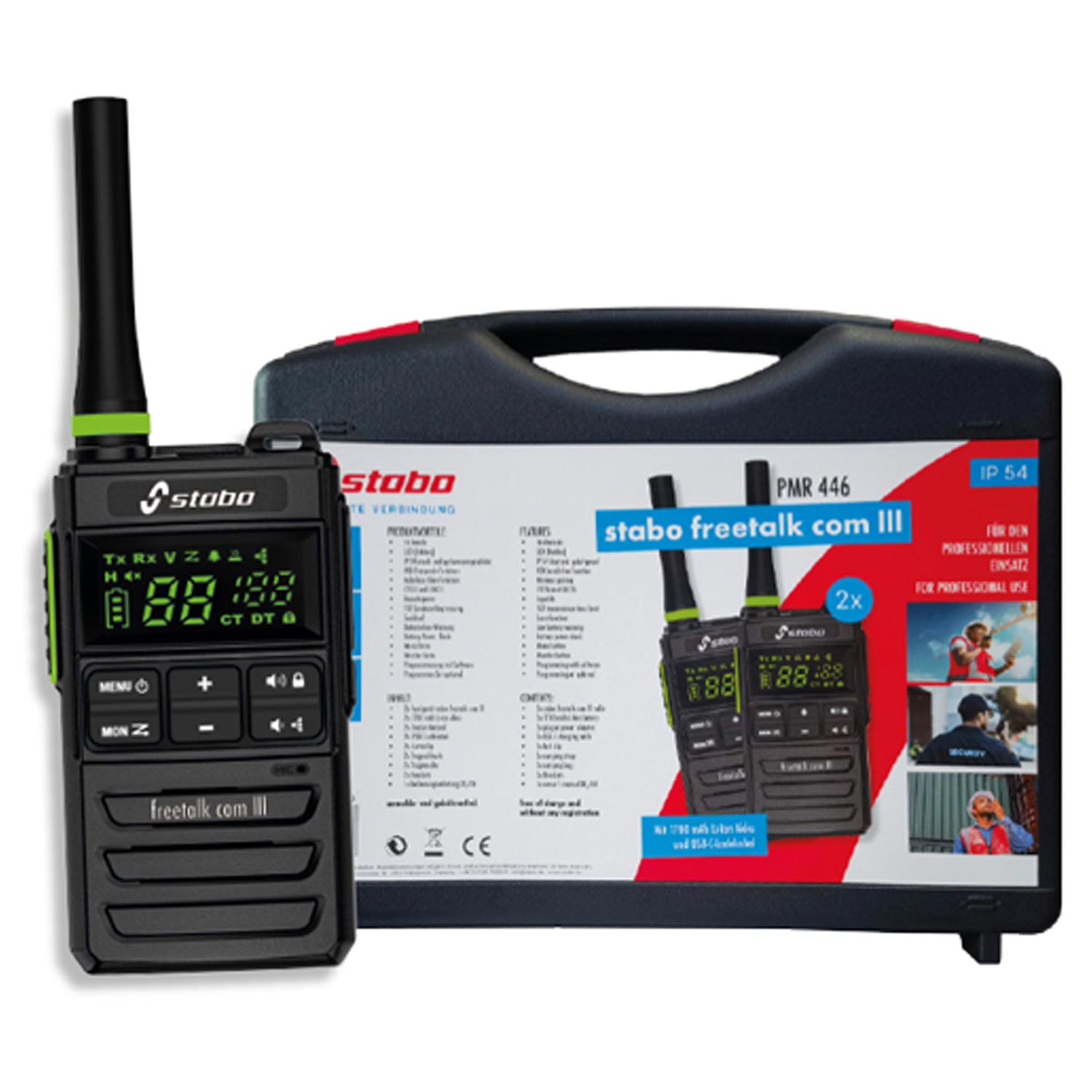 Stabo freetalk com III 20263 PMR-Funkgerät 2er Set schwarz