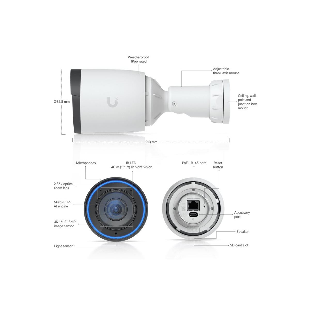 Ubiquiti UniFi G6 Pro Bullet Überwachungskamera weiß