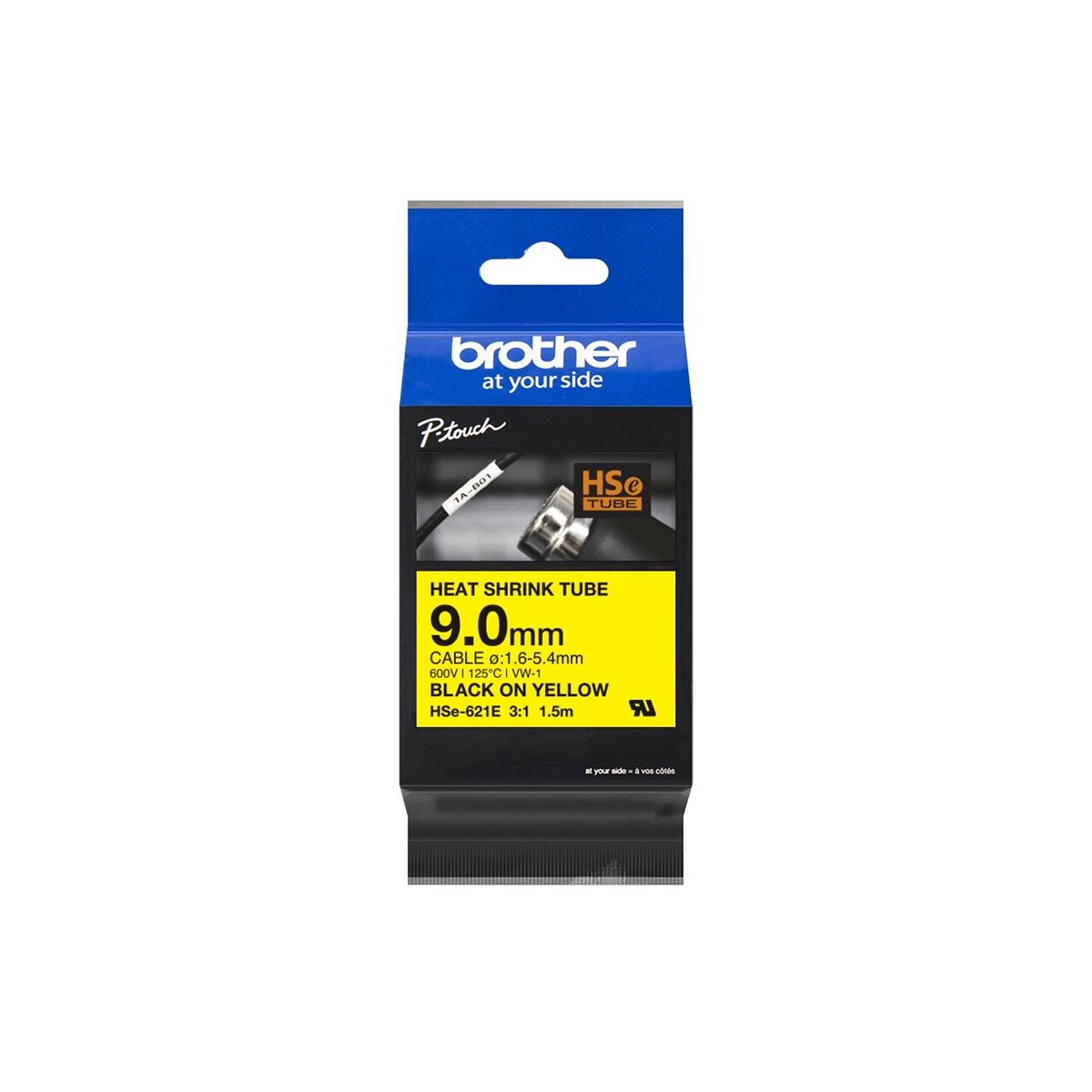 Brother HSe-621E Pro Tape Schrumpfschlauch schwarz auf gelb
