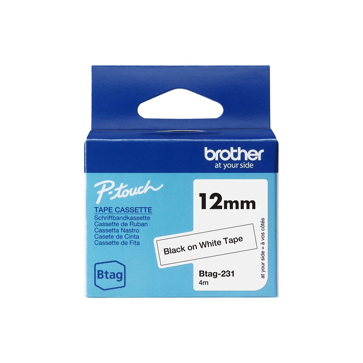 Brother Btag-231 12mm Schriftband schwarz/weiß