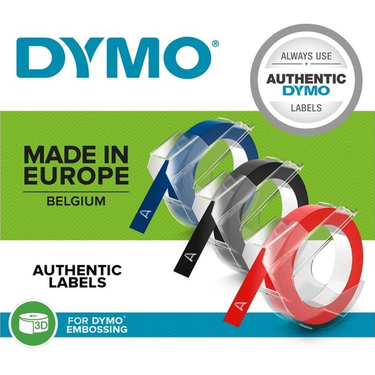 Dymo S0847750 Prägeband 9mm schwarz blau rot 3D 3m (2.Wahl)