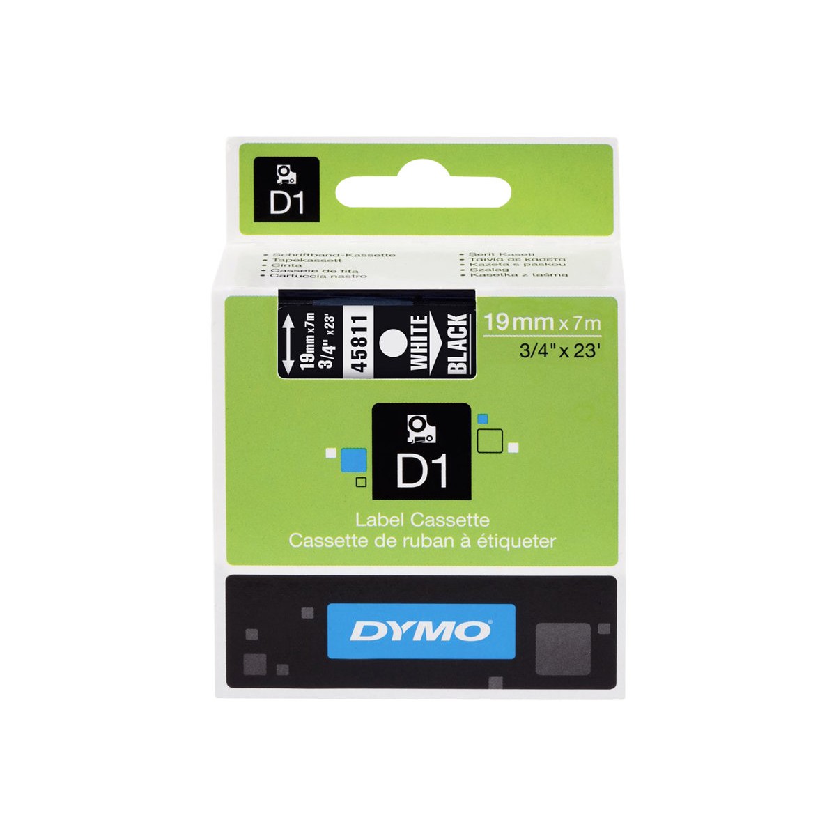 Dymo D1 45811 19mm x 7m Schriftband weiß auf schwarz