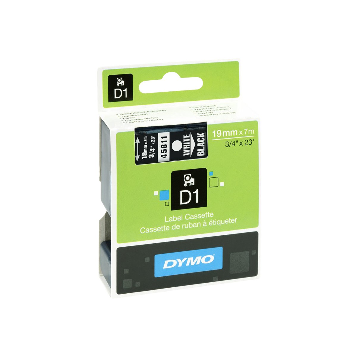 Dymo D1 45811 19mm x 7m Schriftband weiß auf schwarz