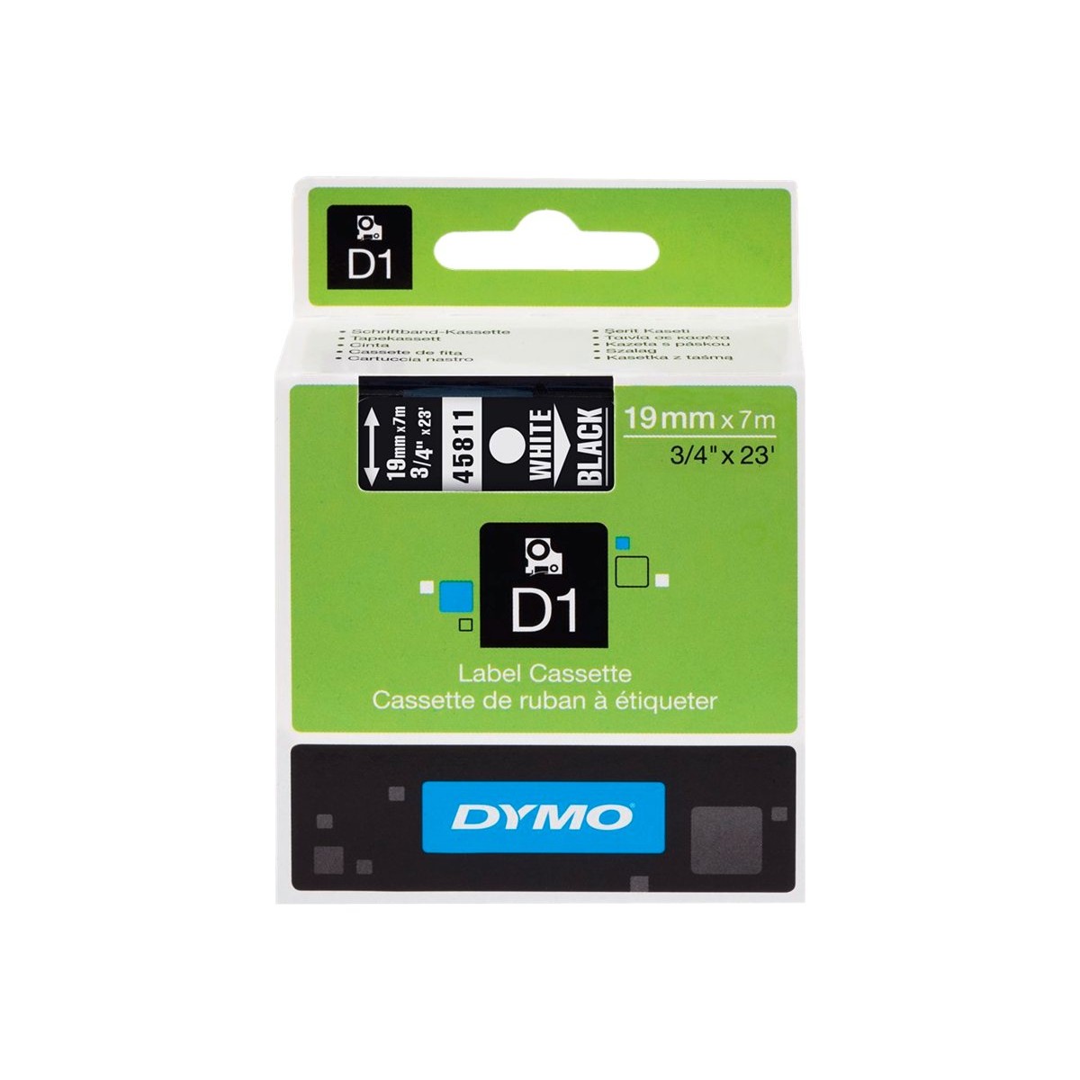 Dymo D1 45811 19mm x 7m Schriftband weiß auf schwarz