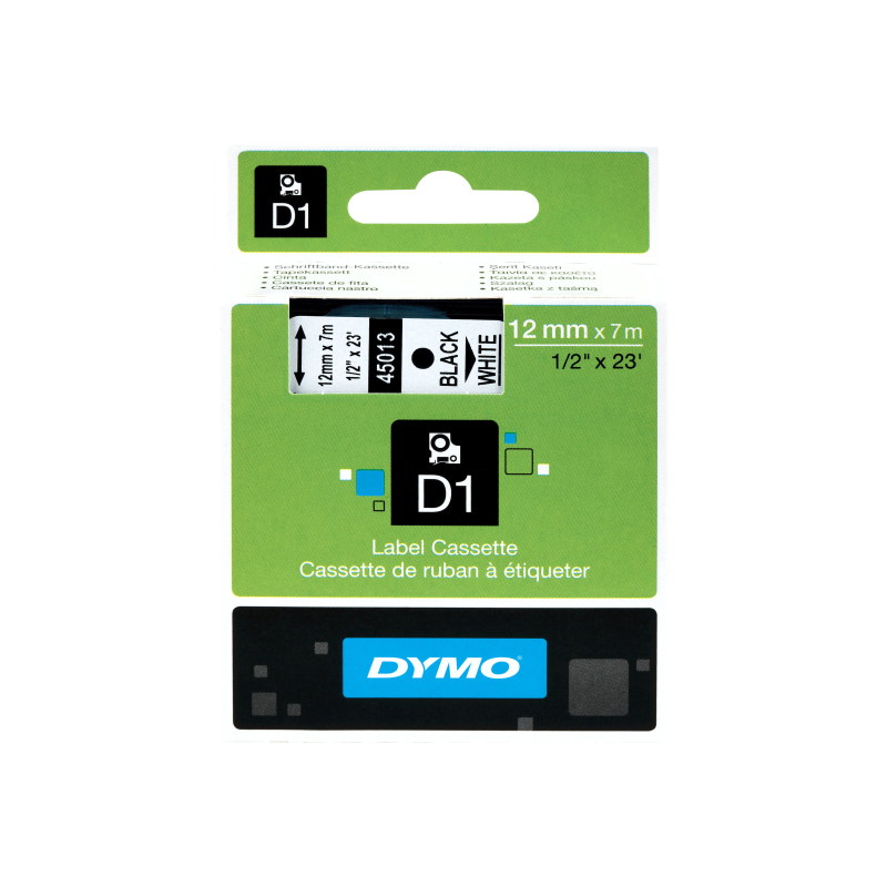 Dymo 45021 Schriftband weiß/schwarz (2. Wahl)