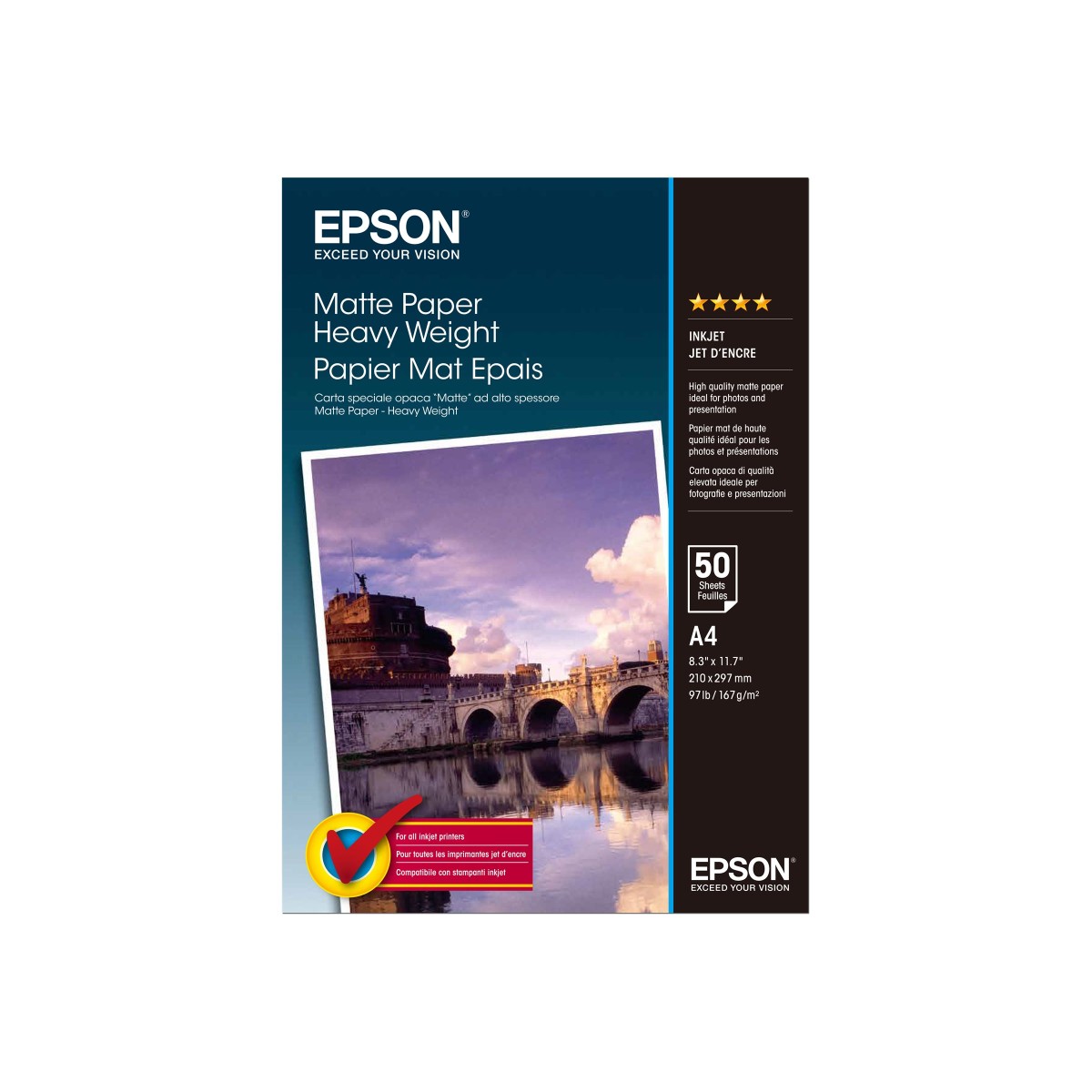 Epson Matte Heavyweight A4 167g/m² Inkjet-Papier 50 Blatt