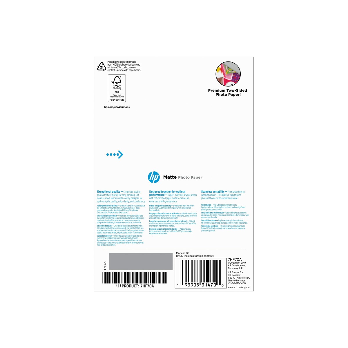 HP Fotopapier matt 10x15cm 25 Blatt