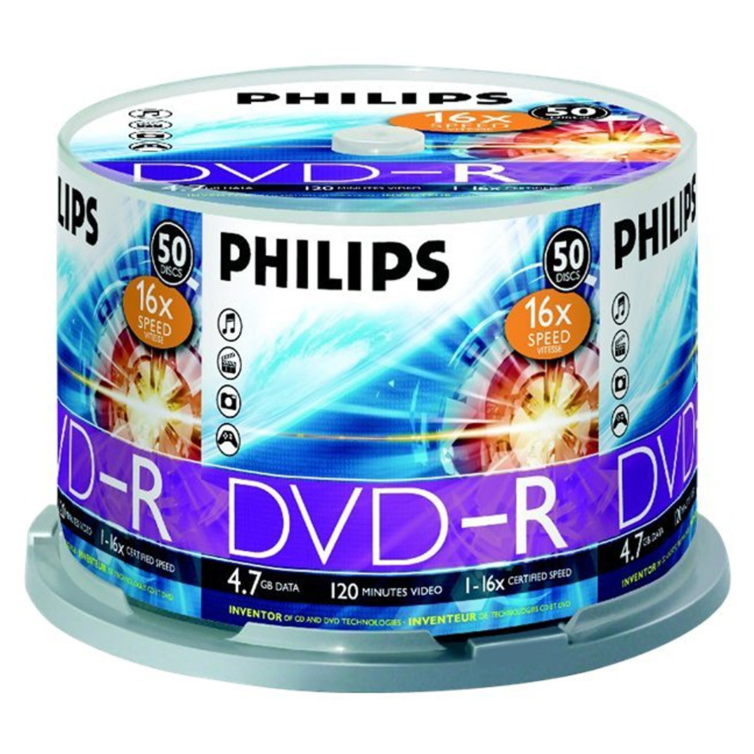 Philips DVD-R Rohlinge (4.7 GB Data/ 120 Minuten Video, 16x High Speed Aufnahme, 50er Spindel)