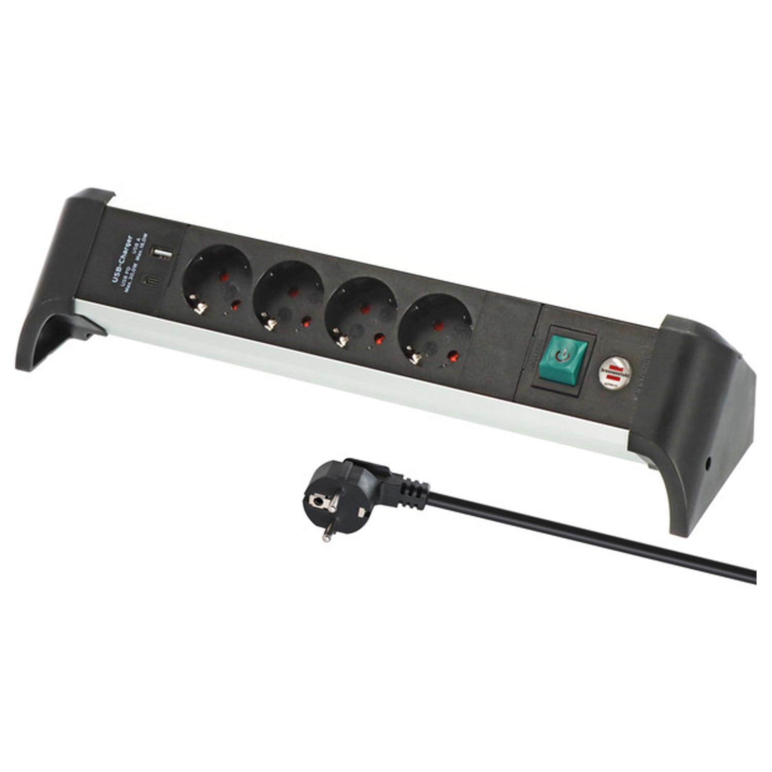 Brennenstuhl Alu-Office-Line Steckdosenleiste 4-fach mit USB-C Power-Delivery