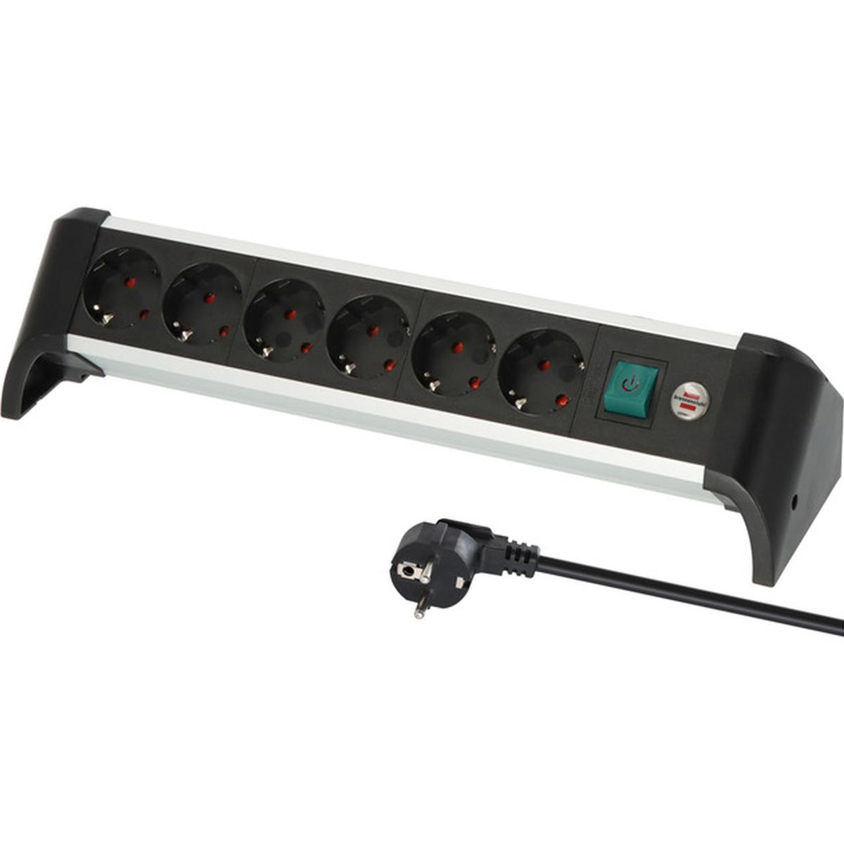 Brennenstuhl Alu-Office-Line Steckdosenleiste 6-fach 3m mit Schalter silber/schwarz
