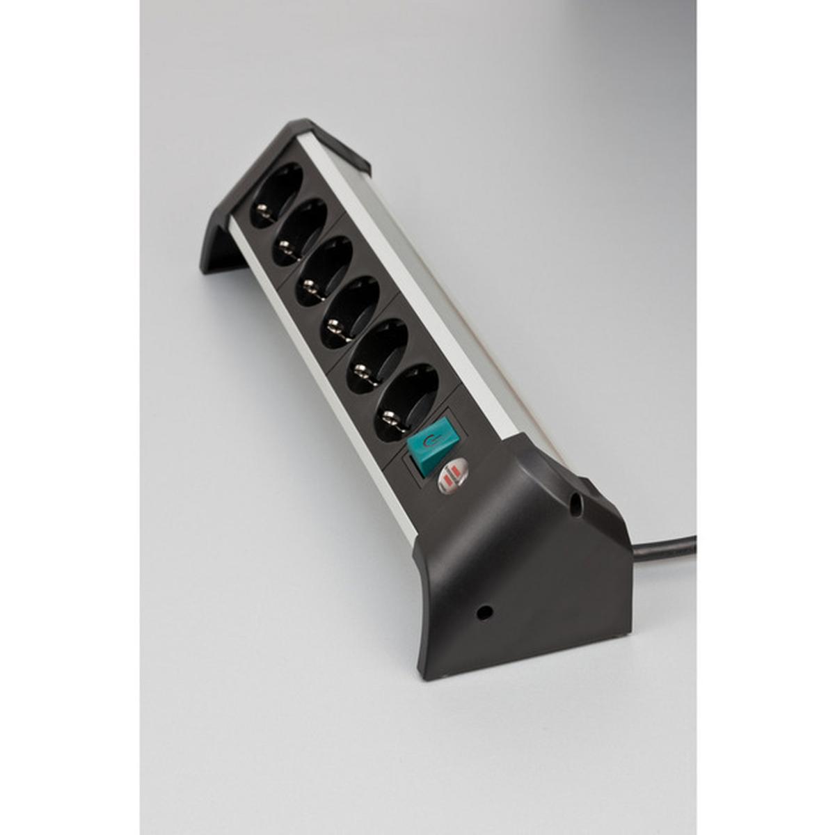 Brennenstuhl Alu-Office-Line Steckdosenleiste 6-fach 3m mit Schalter silber/schwarz