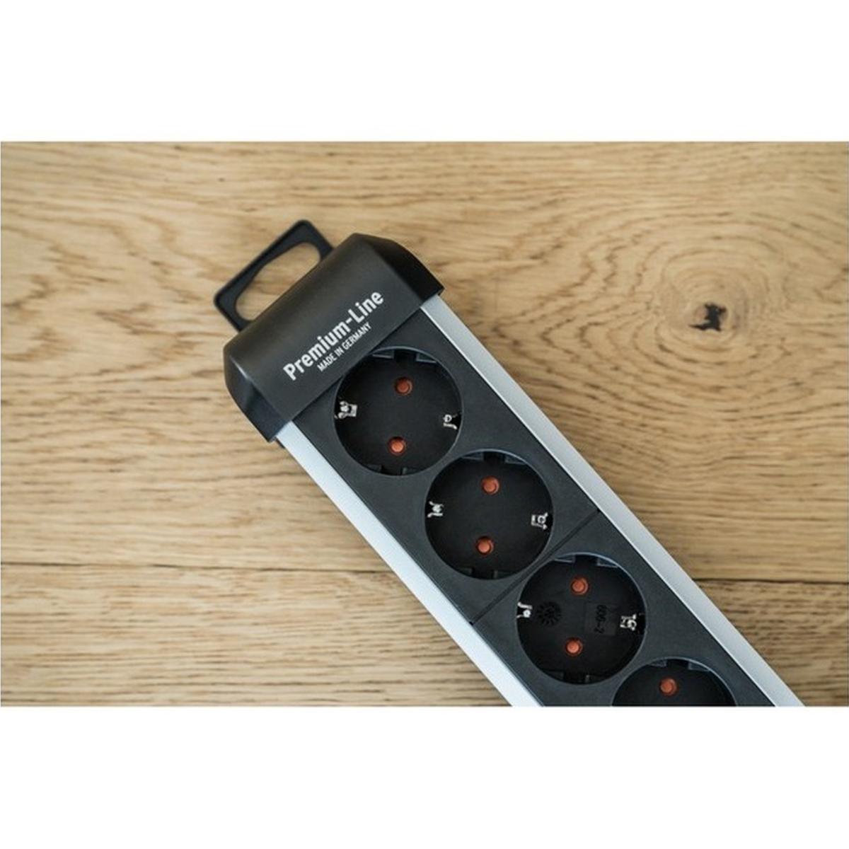 Brennenstuhl Premium-Protect-Line 6-fach Steckdosenleiste mit Überspannungsschutz und USB 3m silber/schwarz