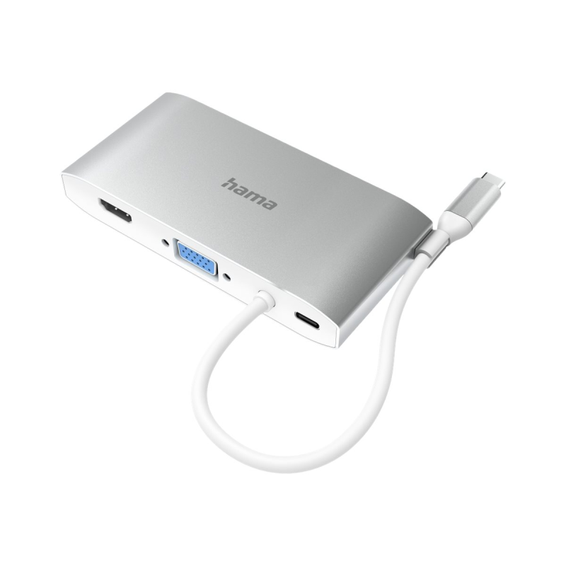 Hama USB-C-Hub, Multiport, 8 Ports, 3x USB-A, 2x USB-C, VGA, HDMI, LAN