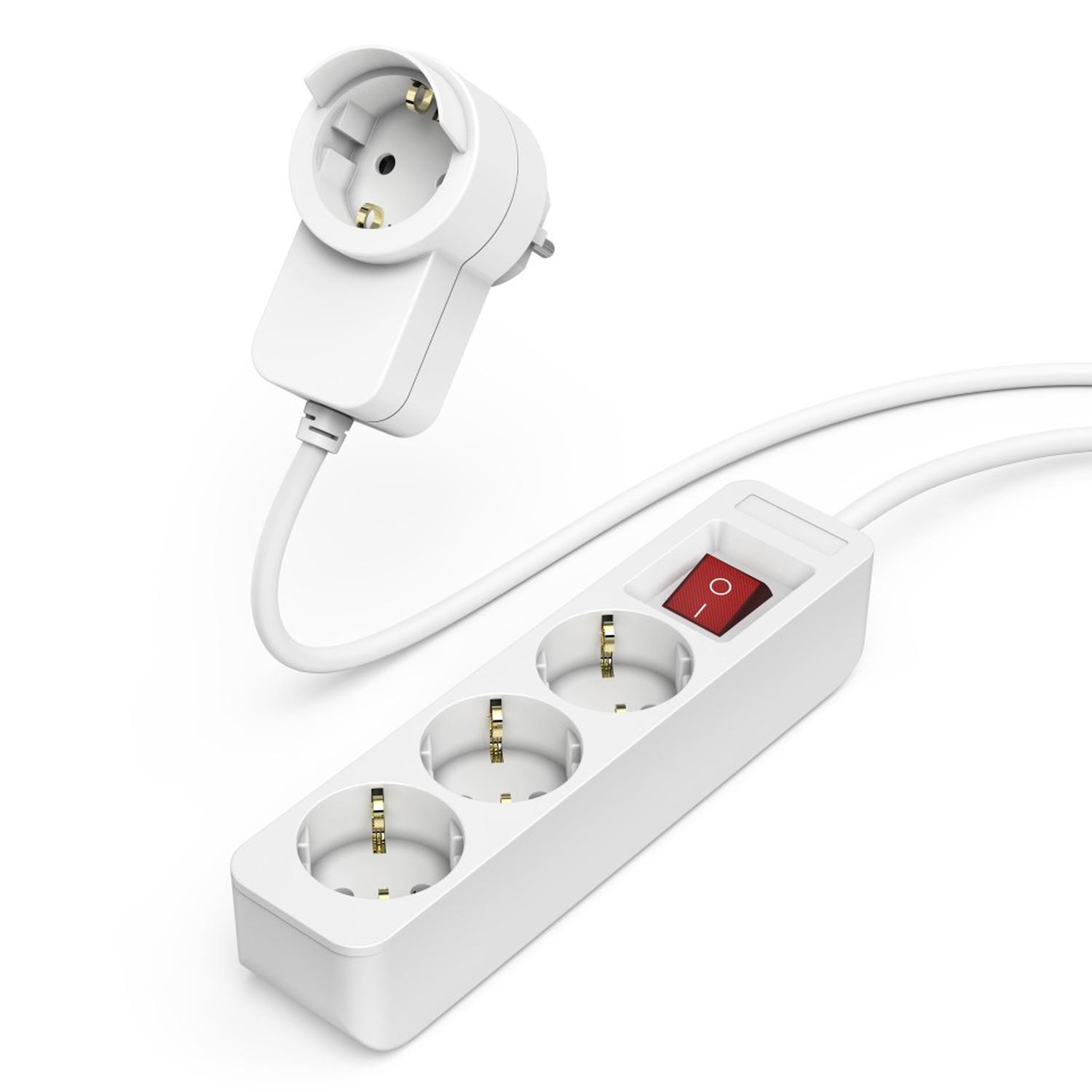 Hama Steckdosenleiste, 3-fach, Schalter, Zusatzsteckdose am Stecker, 1,4 m, Weiß