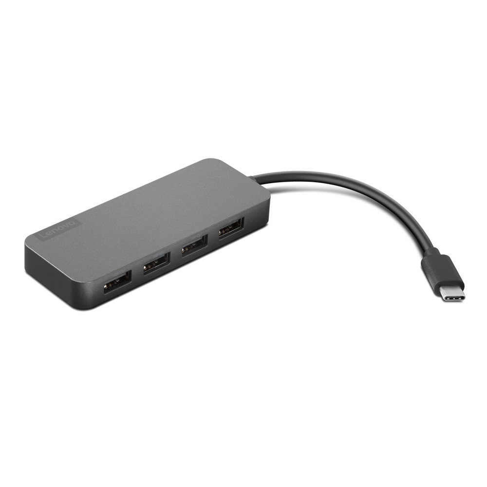 Lenovo 4X90X21427 USB-C auf 4x USB-A Hub eisengrau