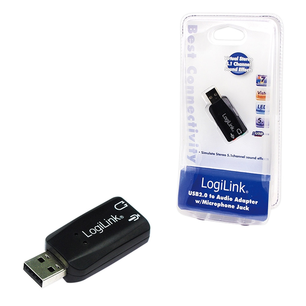 LogiLink USB Soundkarte mit Virtual 3D Soundeffekt schwarz