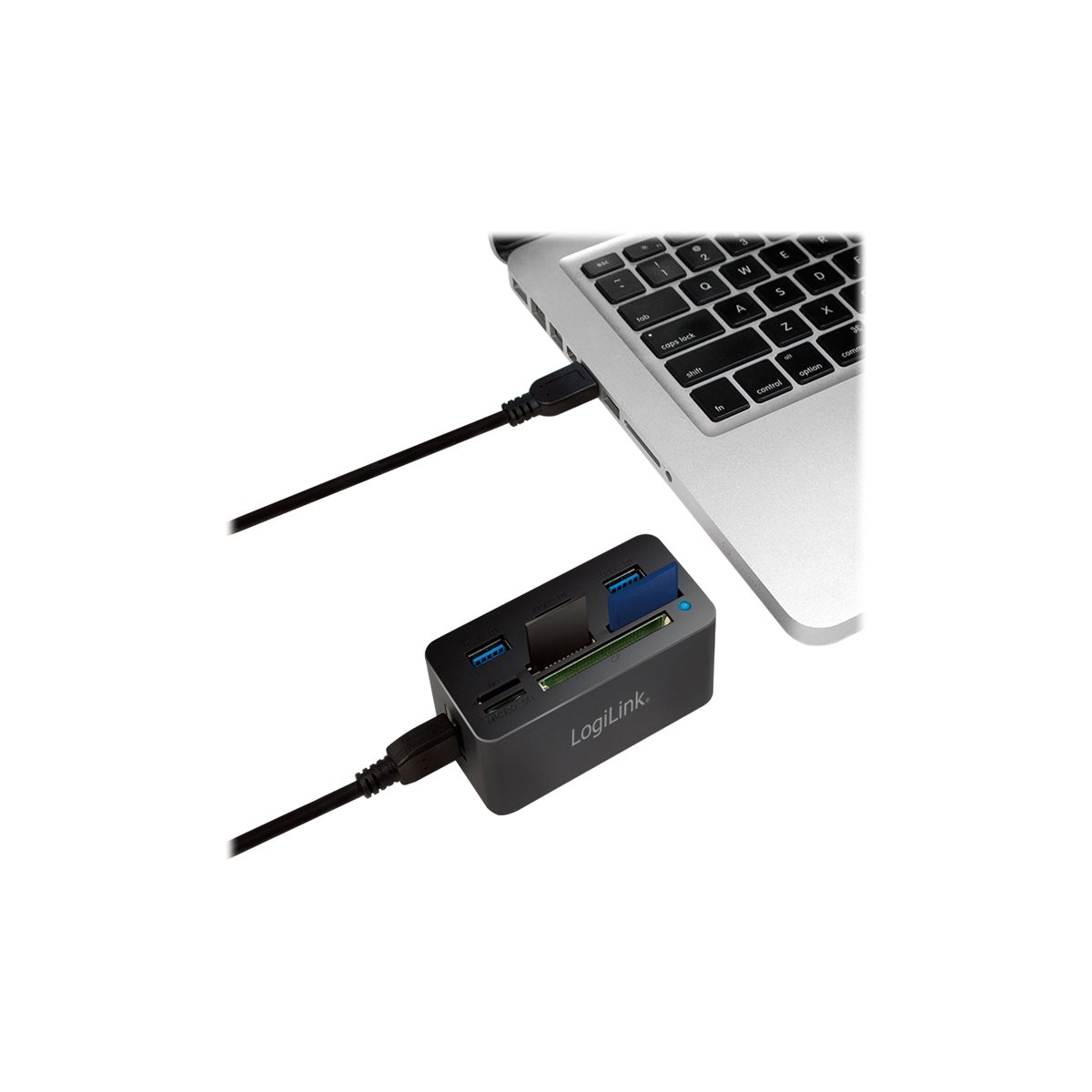LogiLink CR0042 USB 3.0 Hub mit Kartenleser schwarz