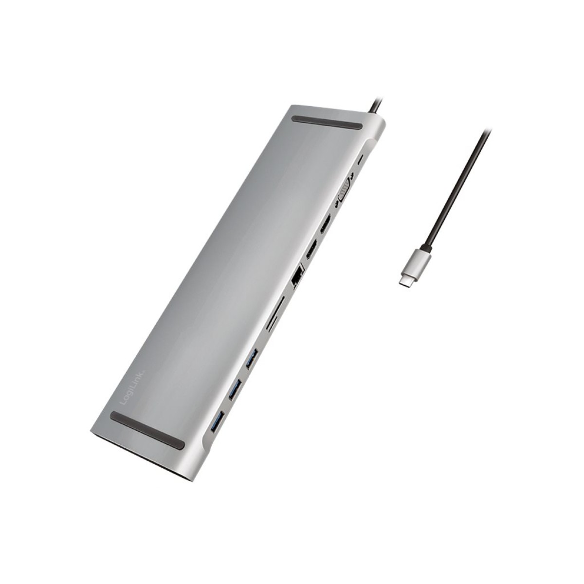 LogiLink UA0373 11-in-1 USB-C-Dockingstation silber/schwarz