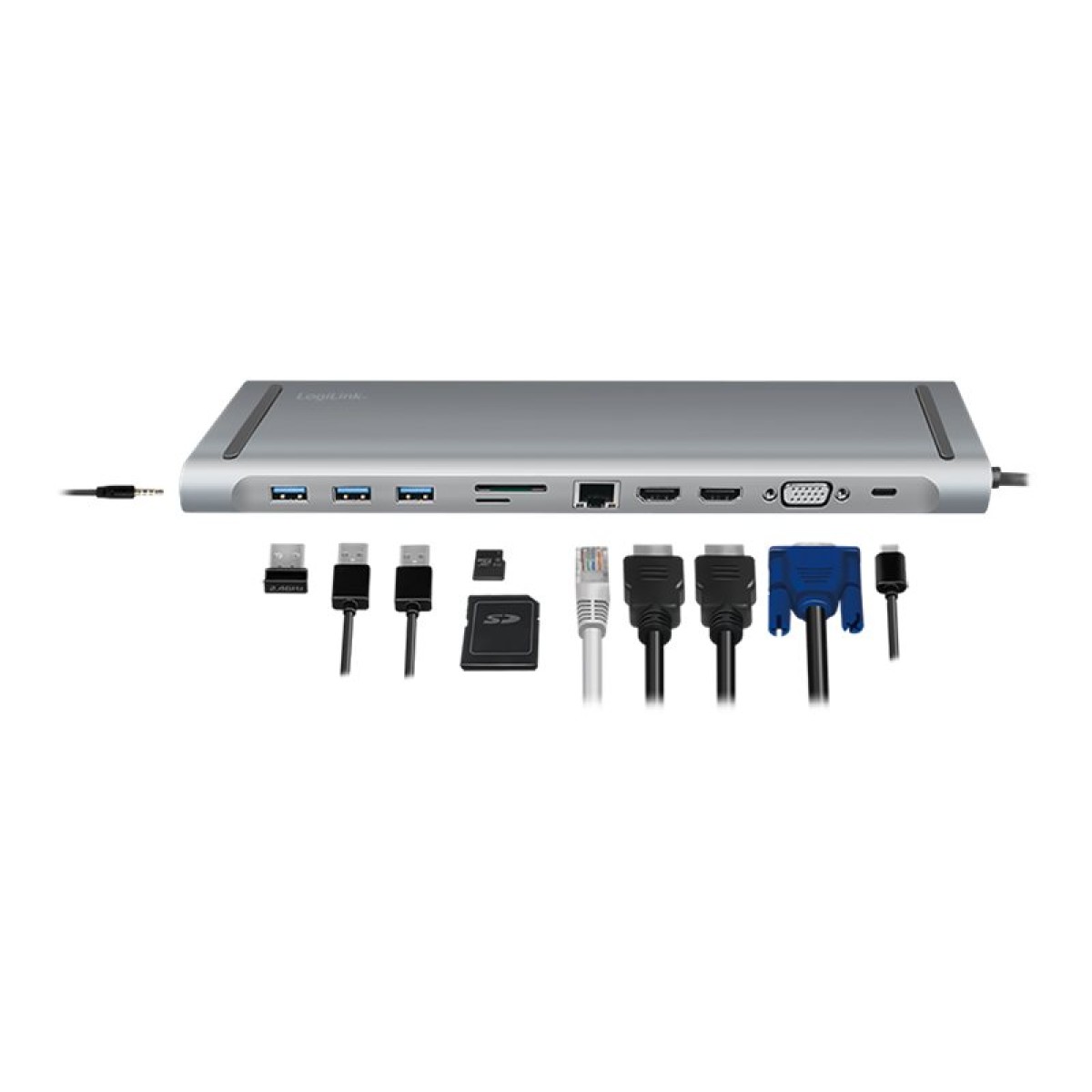 LogiLink UA0373 11-in-1 USB-C-Dockingstation silber/schwarz