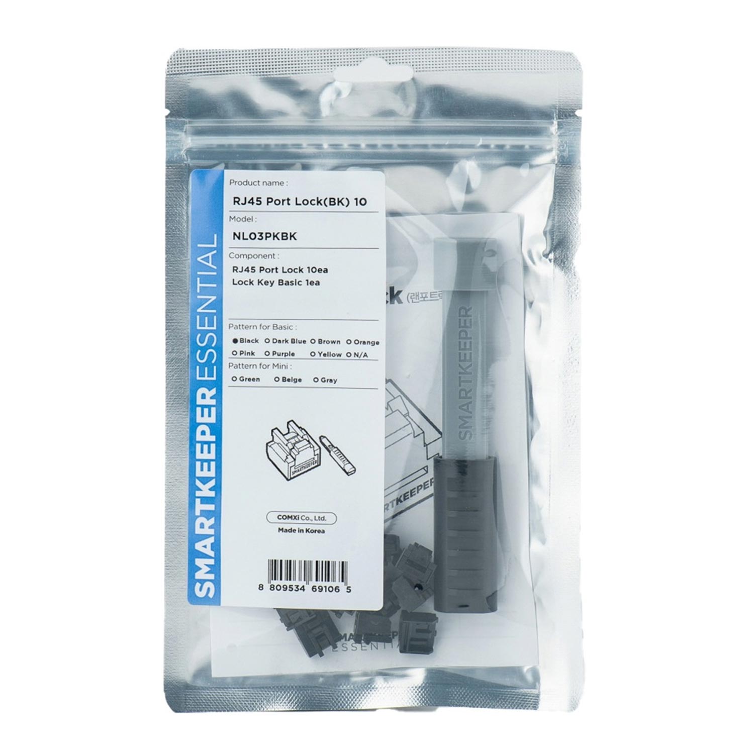 SmartKeeper NL03PKBK RJ45 Port Blocker 10 Stück mit Schlüssel schwarz