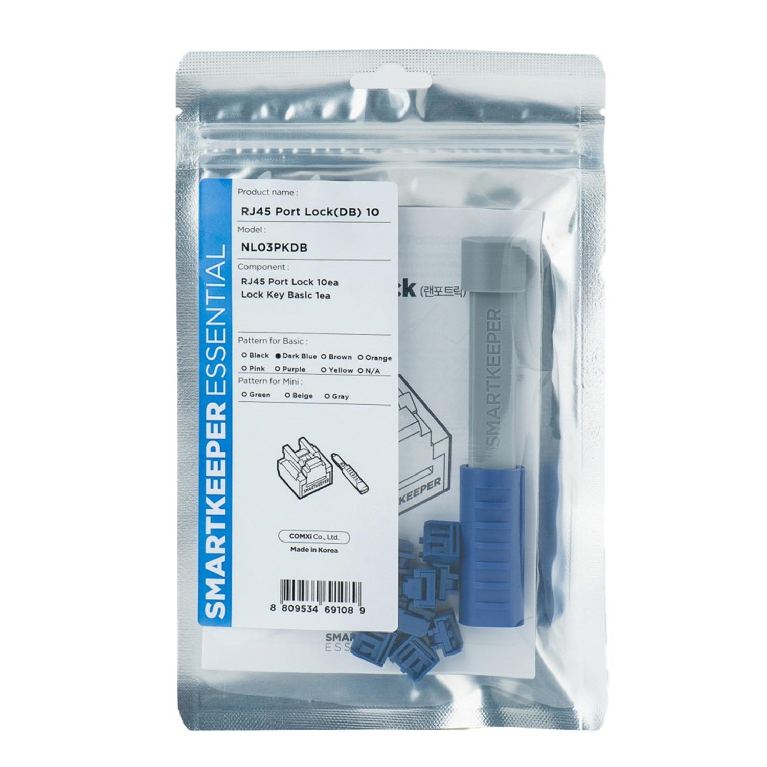 SmartKeeper NL03PKDB RJ45 Port Blocker 10 Stück mit Schlüssel dunkelblau