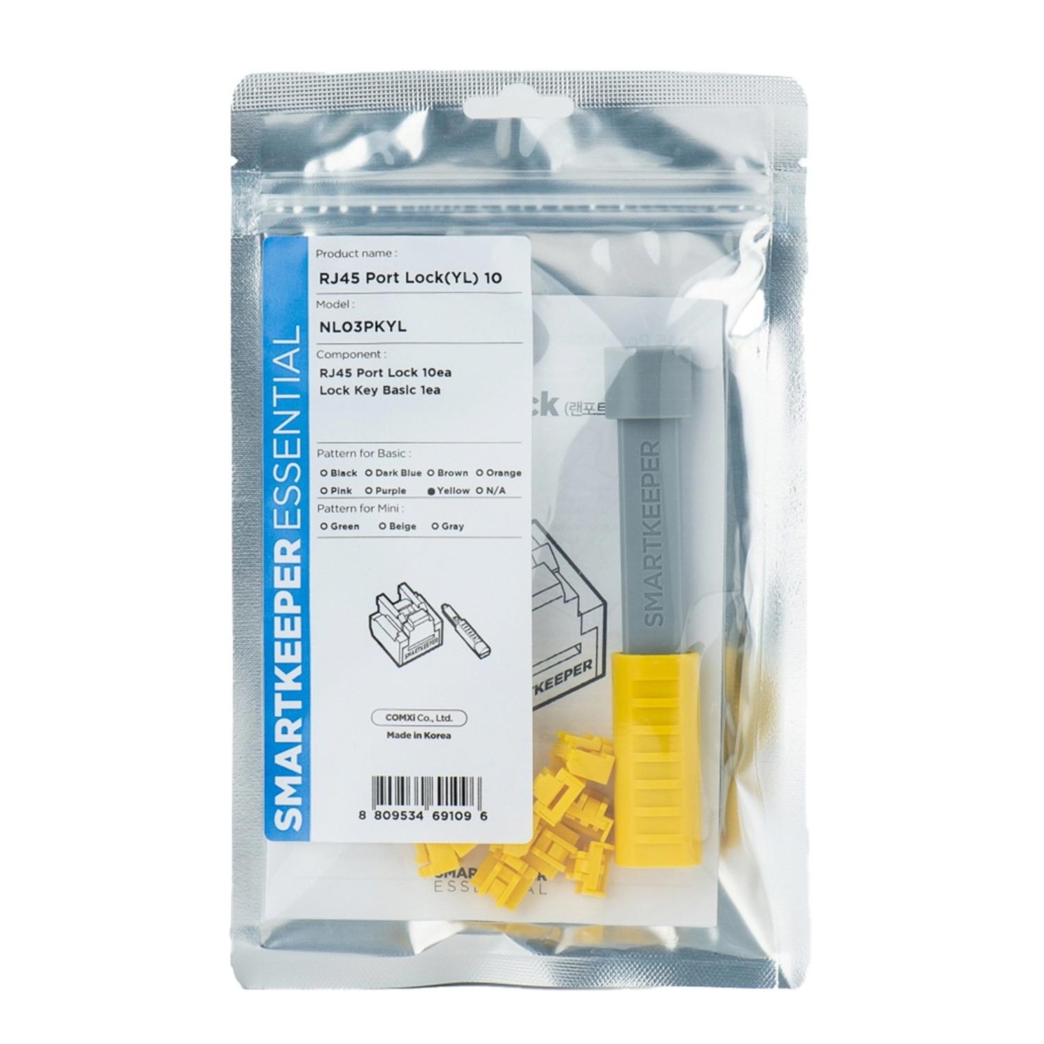 SmartKeeper NL03PKYL RJ45 Port Blocker 10 Stück mit Schlüssel gelb