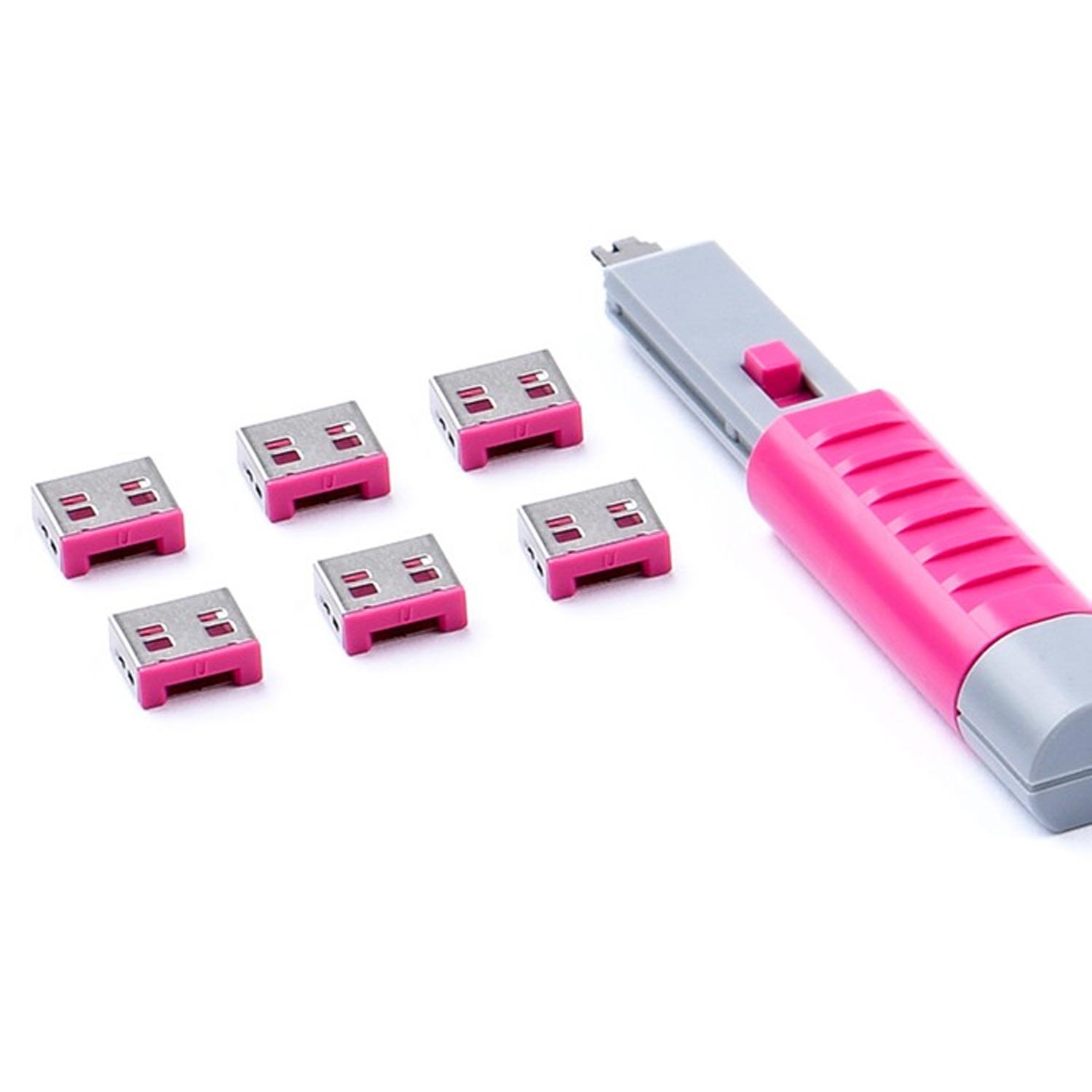 SmartKeeper UL03PKPK USB A-Port Blocker 6 Stück mit Schlüssel pink