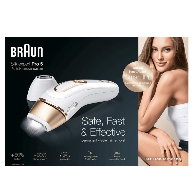 Braun Silk-Expert Pro 5 PL5117 IPL-Haarentfernungsgerät weiß/gold