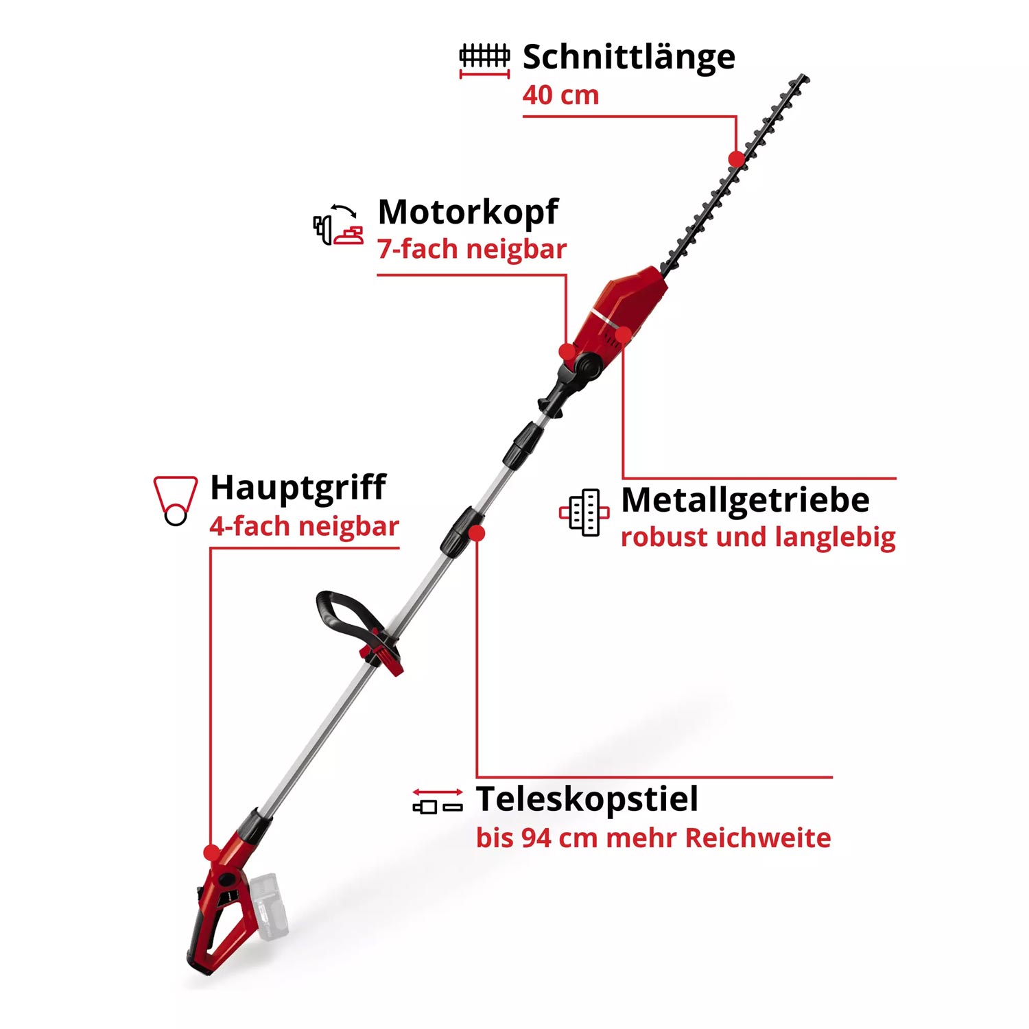 Einhell GE-HH 18/45 Li T-Solo Power X-Change Akku-Teleskop-Heckenschere