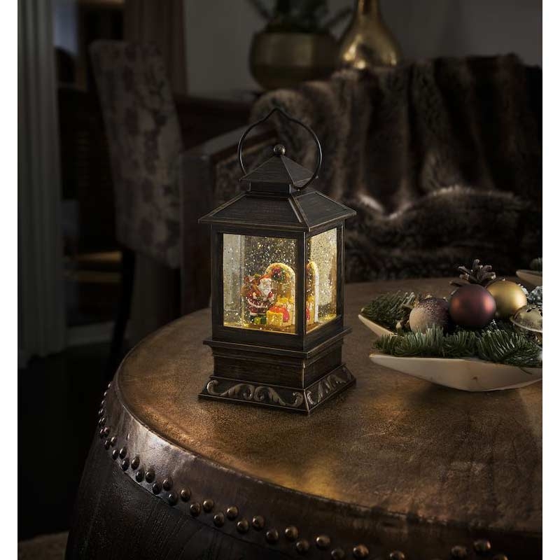 Konstsmide 2800-000 LED Schneelaterne mit Weihnachtsmann und Kindern