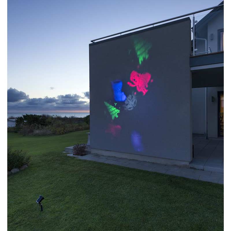 Konstsmide 4542-500 LED Lichtprojektor mit bunten Weihnachtsfiguren, mit Fernbedienung