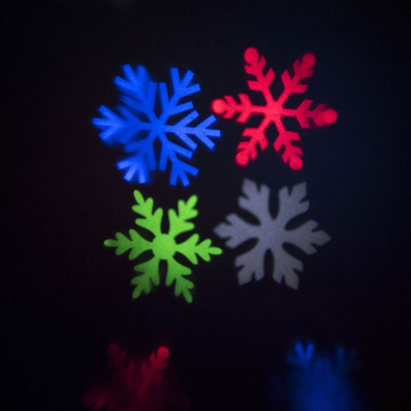 Konstsmide 4543-500 LED Lichtprojektor mit bunten Schneeflocken, mit Fernbedienung