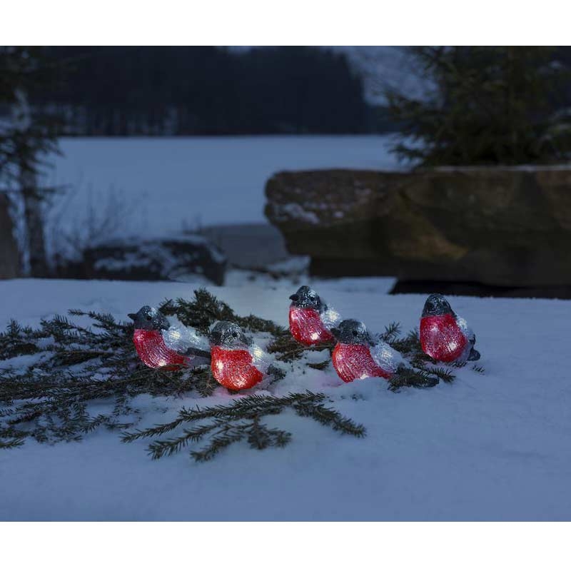 Konstsmide 6269-203 LED Acryl Rotkehlchen, 5er-Set, 40 kalt weiße Dioden