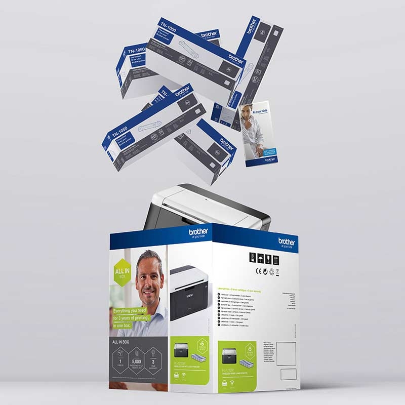 Brother HL-1212WVB Laserdrucker Bundle inkl 5 Toner