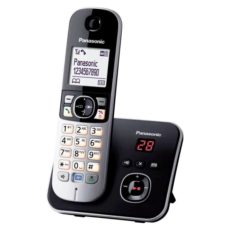 Panasonic KX-TG6821GB DECT-Schnurlostelefon mit Anrufbeantworter schwarz (2.Wahl)