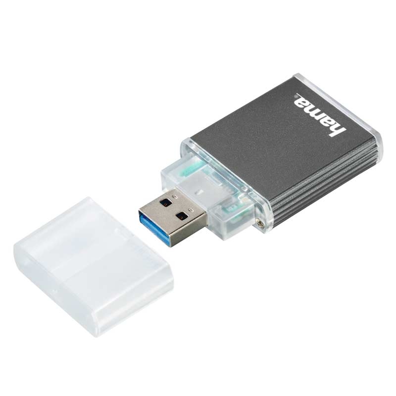 Hama USB-3.0-UHS-II-Kartenleser, SD, Alu, Anthrazit