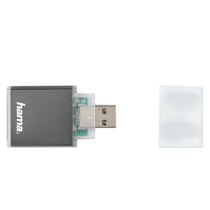 Hama USB-3.0-UHS-II-Kartenleser, SD, Alu, Anthrazit
