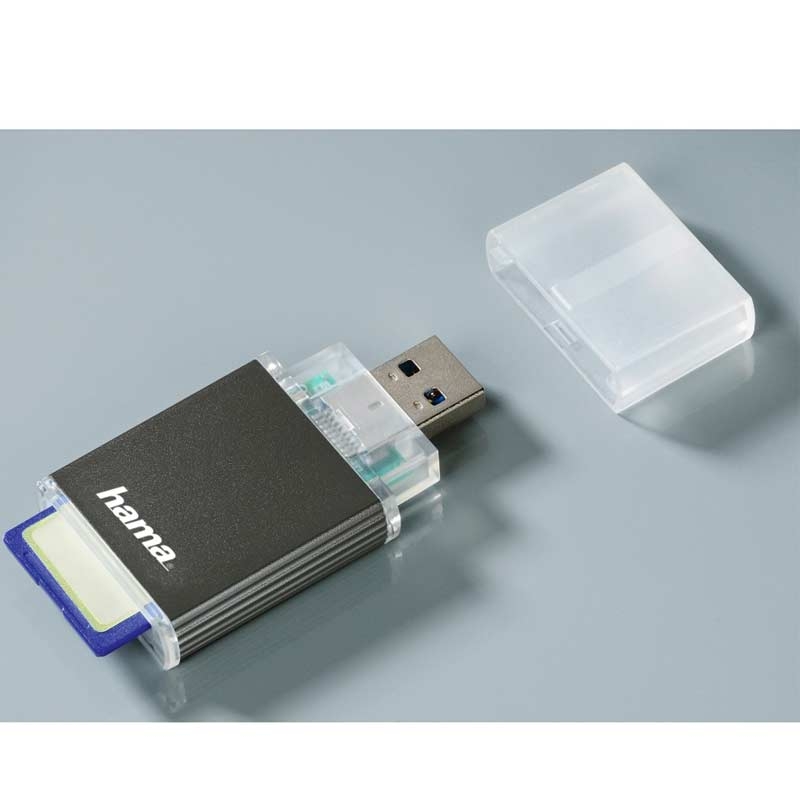 Hama USB-3.0-UHS-II-Kartenleser, SD, Alu, Anthrazit