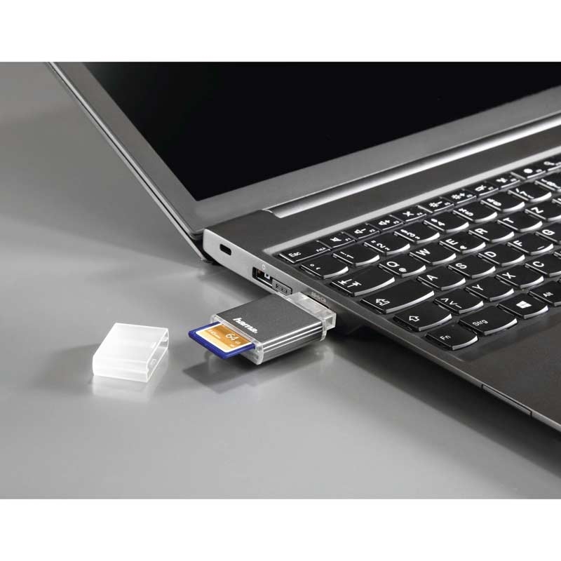 Hama USB-3.0-UHS-II-Kartenleser, SD, Alu, Anthrazit
