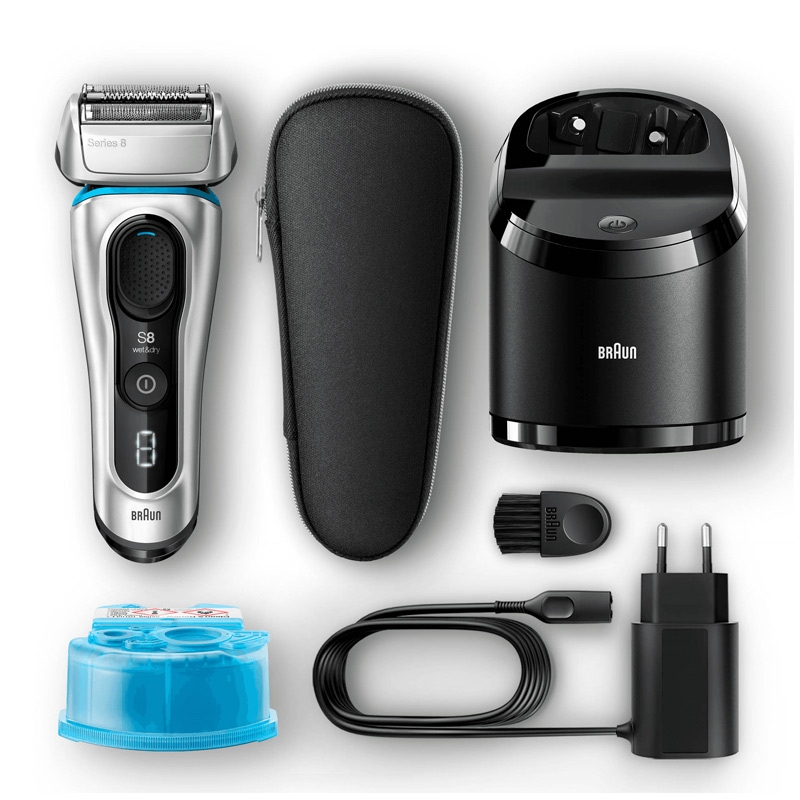 Braun Series 8 8390cc Rasierer-System mit Reinigungsstation wet & dry silber