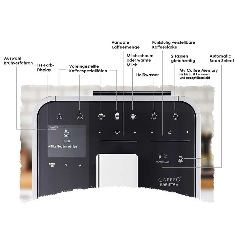 Melitta Caffeo Barista TS Smart F850-102, Kaffeevollautomat mit Milchbehälter sc